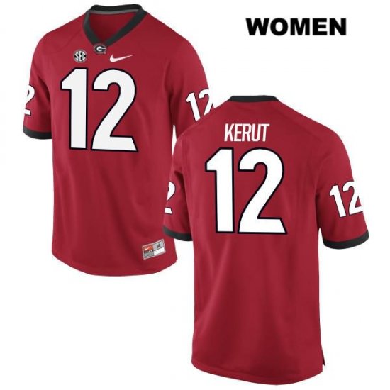 Women's Georgia Bulldogs NCAA #12 Christian Kerut Nike Stitched Red Authentic College Football Jersey OHV5554LO